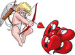 Cupid shoots hearts