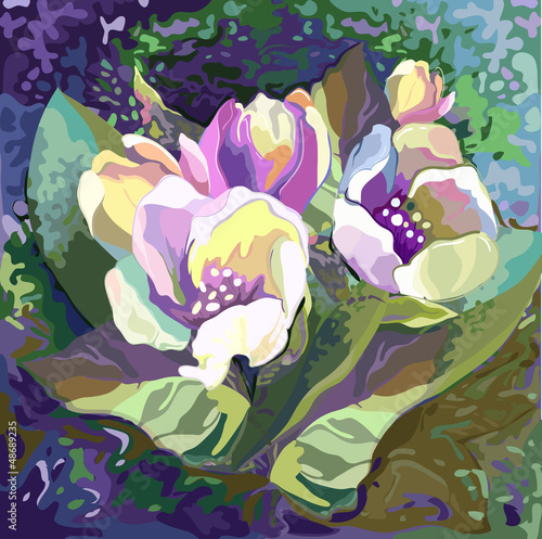 Obraz w ramie bouquet of flowers on a dark blue background