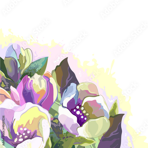 Obraz w ramie flowers on a white background for writing text
