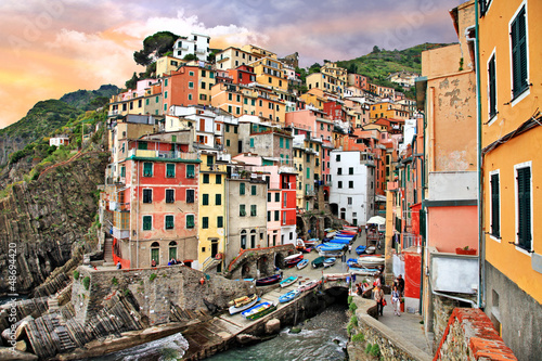 Fototapeta na wymiar scenic Italy. Riomaggiore village, Cinque terre