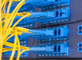 fiber optical network cables patch panel and switch