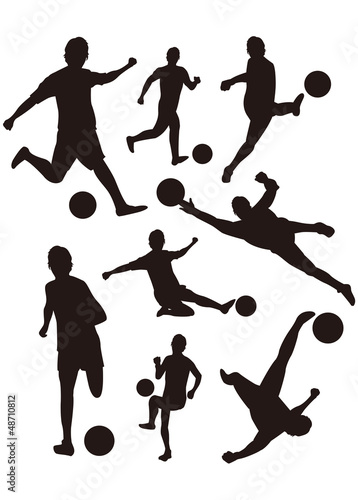 Obraz w ramie football soccer player silhouettes Vector