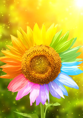 Poster - Sunflower painted in different colors