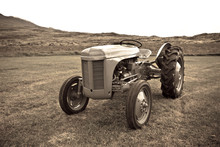 Retro Tractor On The Iceland Field