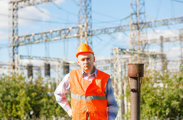 male engineer in a helmet