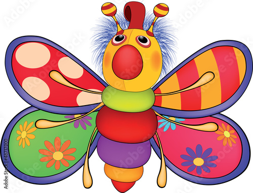 Foto-Flächenvorhang ohne Schienensystem - Soft toy, the toy butterfly. Cartoon (von liusa)