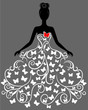 Vector silhouette of young woman in dress