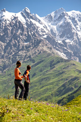 trekking in caucasus mountains georgia, svaneti region