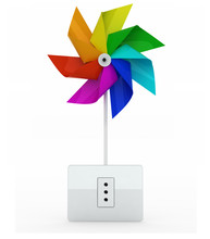 Multicolor Pinwheel Over Energy Plug