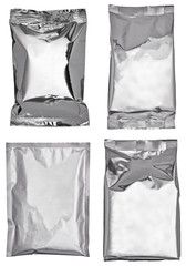 Canvas Print - white silver aluminum paper bag package food template