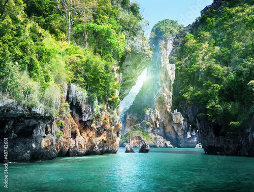 Obraz na płótnie canvas czteroczęściowy "tetraptyk" Railay plaża w krabi Thailand