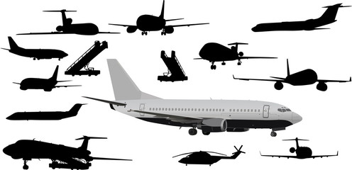 Wall Mural - set of planes isolated on white