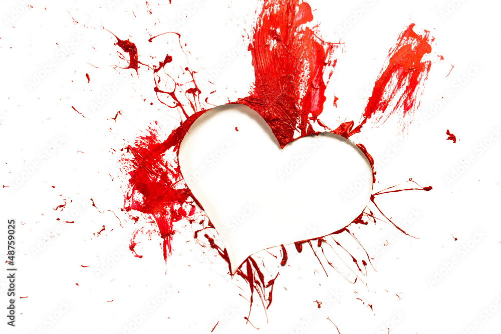 Obraz na płótnie Red color cut out heart w sypialni
