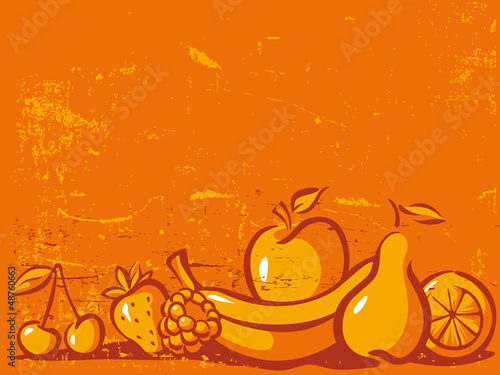 Naklejka dekoracyjna orange vintage background with fruit