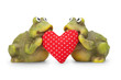 Cute happy Frogs in love with heart