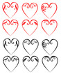 Vector illustrations of decorative hearts