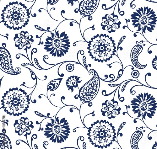 Tapeta ścienna Tradycyjny paisley kwiatowy wzór, tekstylia, Radżastan, Indie