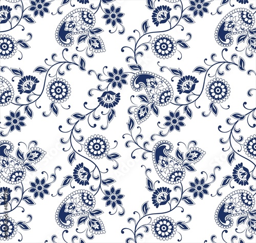 Naklejka na szybę traditional paisley floral pattern , textile , Rajasthan, India