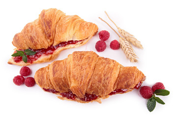 Poster - isolated croissant with berries