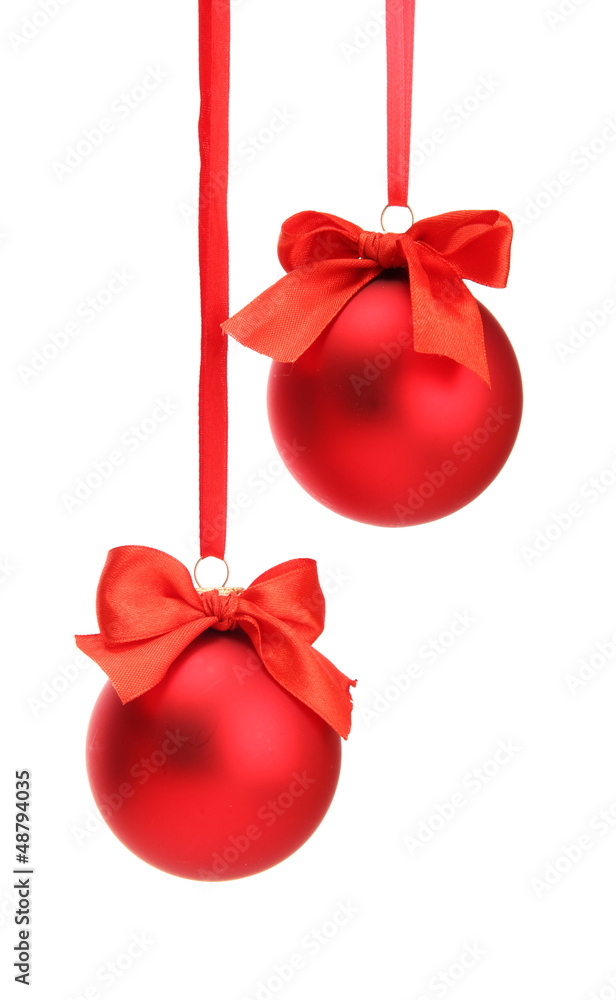 beautiful christmas balls, isolated on white