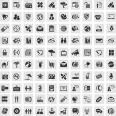 Wall Mural - 100 grey bg Icons 2