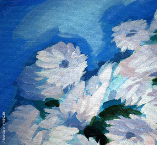 Obraz na płótnie canvas dwuczęściowy "dyptyk" Bukiet kwiatów, malarstwo na płótnie, ilustracja