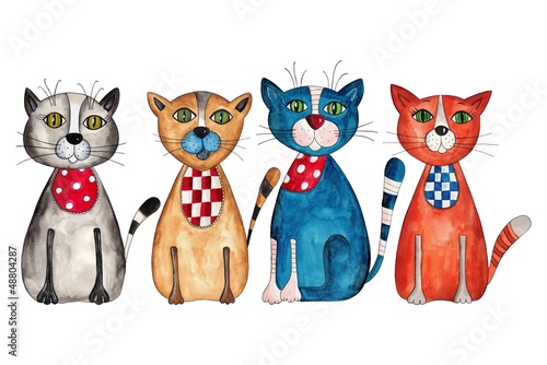 Foto-Vorhang - Cats. Watercolors on paper (von evarin20)
