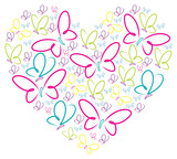 Fototapeta Motyle - Hand drawn butterflies in a heart shape in vector format.