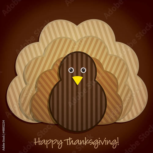 Fotografia, Obraz Happy Thanksgiving cute material turkey card in vector format.