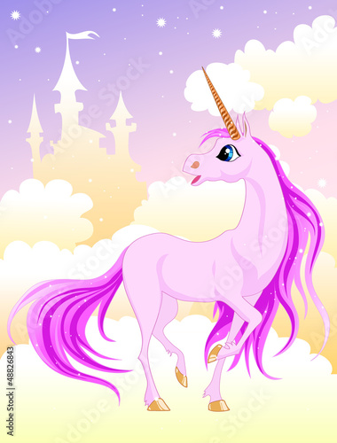 Nowoczesny obraz na płótnie Pink unicorn