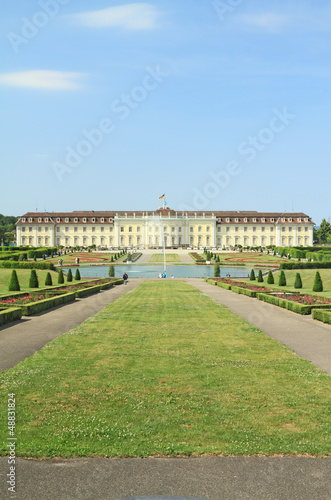 Board z aluminiowym obramowaniem Pałac Ludwigsburg w Ludwigsburg, Badenia-Wirtembergia, Niemcy