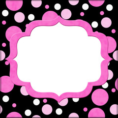 Wall Mural - Pink and Black Polka Dot background for your message or invitati