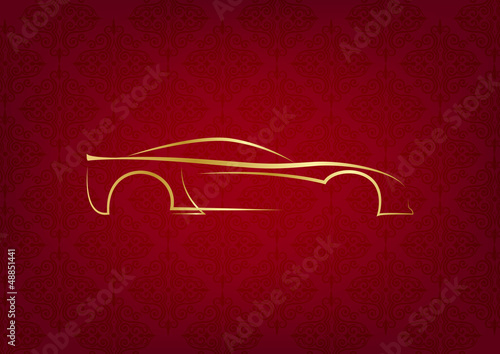 Fotomural Abstract calligraphic car logo on red background