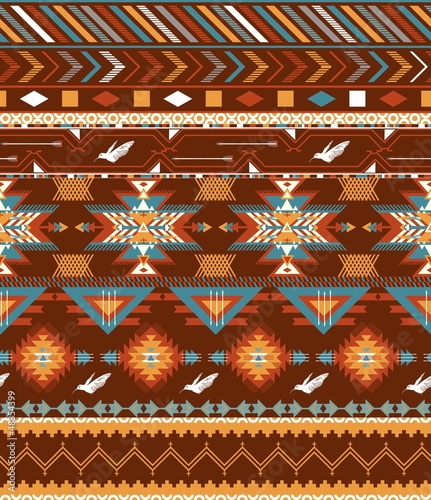 Plakat na papierze fotorealistycznym Aztecs szwu z ptakami