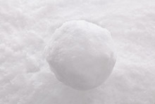 Snowball On Snow Background.