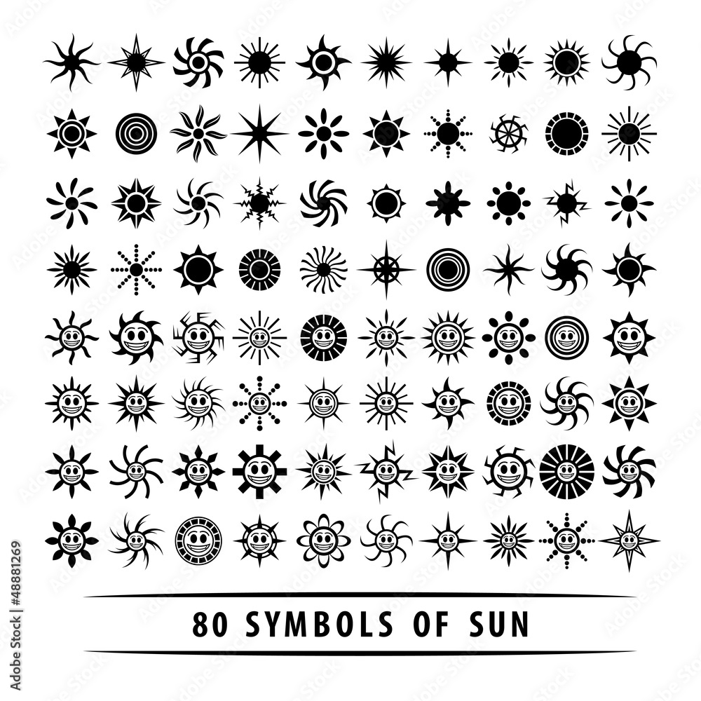 Huge set of black sun symbols. Stock Vector | Adobe Stock