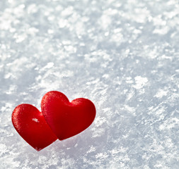 Two hearts in the snow