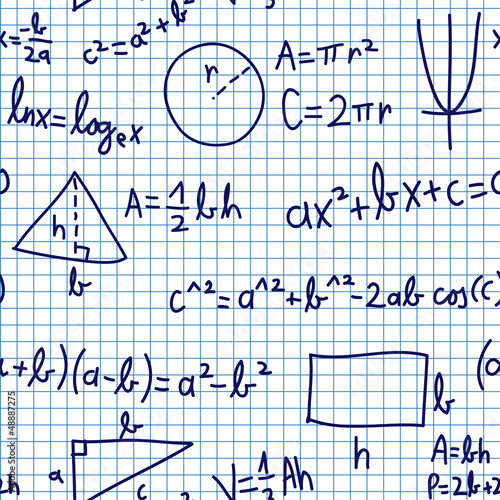 Fototapeta do kuchni Seamless math elements on school paper.