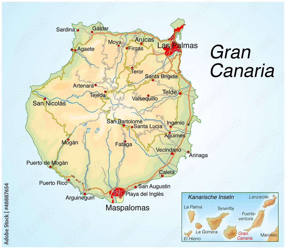 Landkarte Von Gran Canaria.kanarische Inseln - Stock - GamesAgeddon Landkarte Von Gran Canaria.kanarische Inseln - Stock - GamesAgeddon