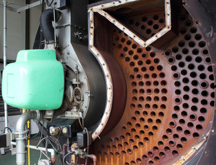 Industrial steam boiler opened for clean & inspection