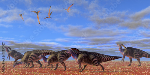 Naklejka samoprzylepna Pustynię parasaurolophus