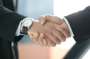 Close-up image of a handshake between two persons