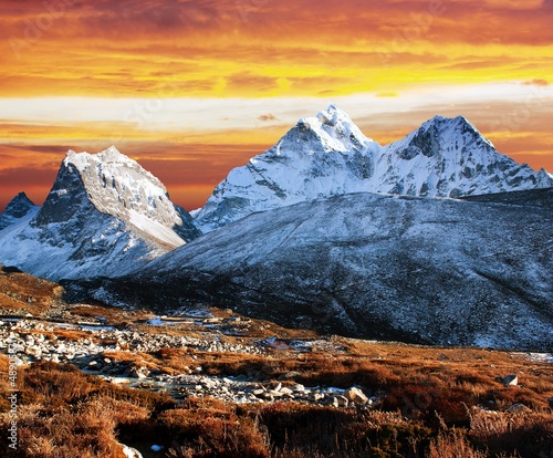 Board z aluminiowym obramowaniem Widok wieczór ama dablam