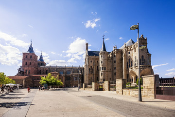 Wall Mural - Gaudi Palace and Cathedral of Astorga, Pilgrim route to Santiago