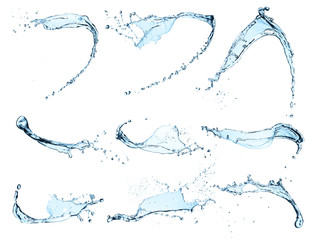 Wall Mural - Collection of water splashes on white background