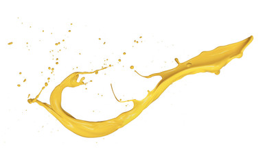 Canvas Print - Isolated shot of yellow paint splash on white background