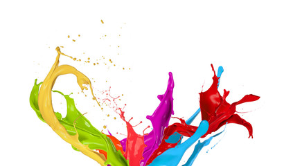  Colored paint splashes isolated on white background