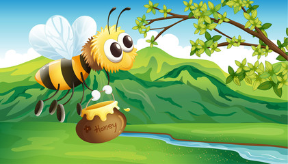 Wall Mural - A bee bringing a honey