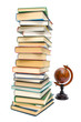 © evgenyi - books and old globe isolated on white background