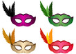 4 masques plume - Carnaval